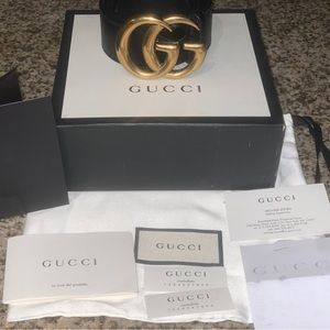 100% authentic Gucci Marmont GG Belt, size 80, black leather, gold hardware